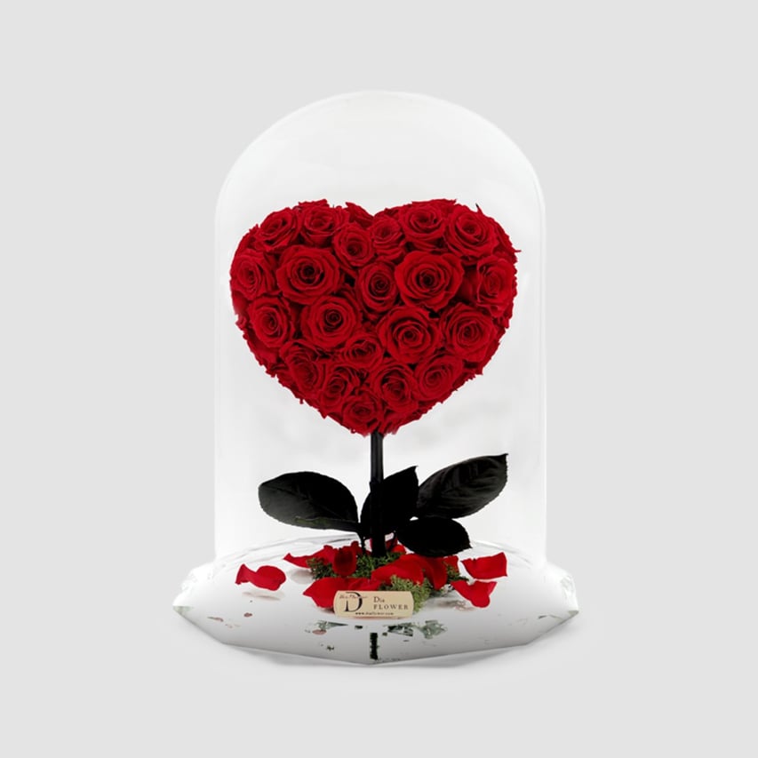 Divine Heart with red preserved roses