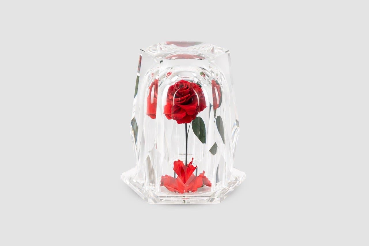 Dia Diamond L with red preserved rose