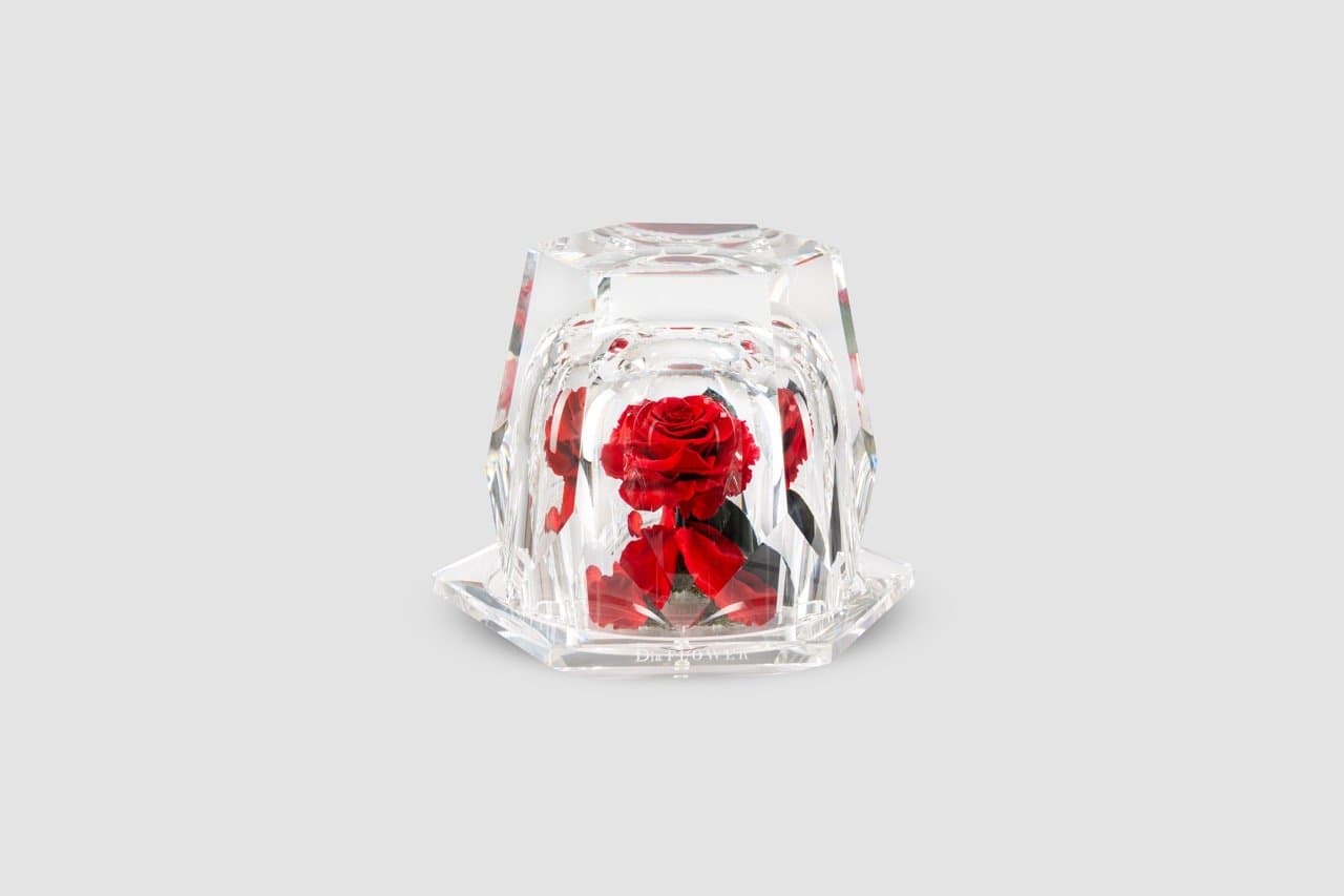 Dia Diamond S with red preserved rose
