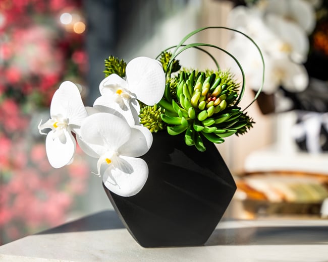 Flower arrangements in vases